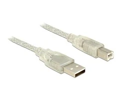 DELOCK kabelis USB 2.0 A tipo kištukas > USB 2.0 B tipo kištukas, 5 m skaidrus
