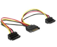 DELOCK Kabelis Power SATA 15 Pin > 2 x SATA HDD mit Metallclip– gewinkelt