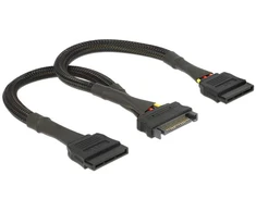 Delock SATA 15 kontaktų - SATA 15 kontaktų x2, 0,2 m, Juoda (60135)