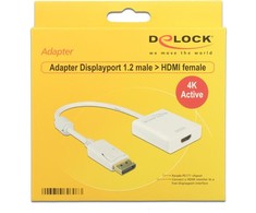 DELOCK Adaptorcable DisplayPort 1.2 kištukas > HDMI lizdas baltas 4K Active