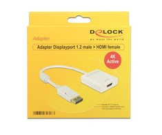 DELOCK Adaptorcable DisplayPort 1.2 kištukas > HDMI lizdas baltas 4K Active