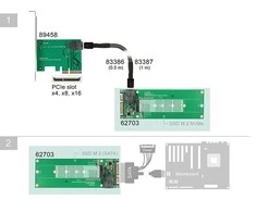 Delock Converter SATA 22 Pin / SFF-8643 NVMe > 1 x M.2 Key M
