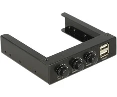 DELOCK 3,5 sp. (8,89 cm) Priekinis skydelis > 2 x USB 2.0 ir ventiliatoriaus valdymas
