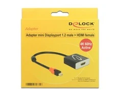 DELOCK Adapteris mini Displayport 1.2 male > HDMI moteriškas 4K 60 Hz aktyvus