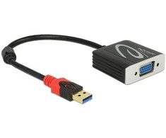 ADAPTERIS USB-A(M) 3.0->VGA(F) SU LAIDU 20CM JUODA FULL HD 60HZ DELOCK