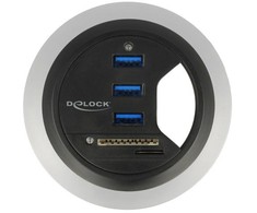 Delock HUB USB 3.0 stalo šakotuvas 60 mm 3 x USB 3.0 prievadai + kortelių skaitytuvas Delock
