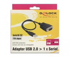 USB kabelis Delock USB-A - RS- 232 0.35 m Juodas (62958)