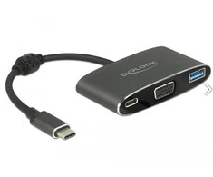 „Delock“ C tipo USB adapteris > VGA lizdas + A tipo USB + C tipo USB PD