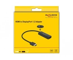 Adapteris HDMI kištukas ir Displayport lizdas microUSB maitinimo blokas 4K 60Hz Delock 24cm