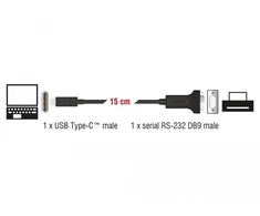 „DeLOCK 63908“ lygiagretusis kabelis, juodas, 0,15 m, DB-9