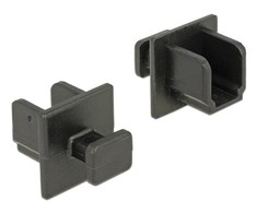 Juoda DULKIŲ Dangtis SU LAIKIKLIU DELOCK USB-B (10-PACK)
