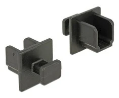 Juoda DULKIŲ Dangtis SU LAIKIKLIU DELOCK USB-B (10-PACK)