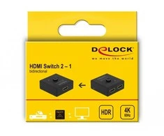 Delock HDMI 2 – 1 jungiklis dvikryptis 4K 60 Hz kompaktiškas