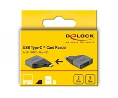 Delock USB Type-C™ kortelių skaitytuvas, skirtas SD / MMC + Micro SD atminties kortelėms