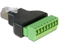 Delock Adapteris RJ45 kištukas > gnybtų blokas, 8 kontaktų 2 dalių