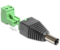 ADAPTERIO TERMINALO BLOKAS 2 PIN->DC 2,1X5,5MM(M) DELOCK
