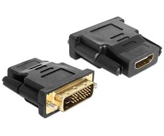 DeLOCK adapteris iš DVI į HDMI, DVI 24 + 1 kontaktas, HDMI 19 pin, auksu padengtos jungtys, juodas / 65466