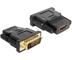 DeLOCK adapteris iš DVI į HDMI, DVI 24 + 1 kontaktas, HDMI 19 pin, auksu padengtos jungtys, juodas / 65466