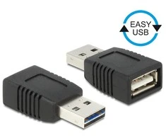 ADAPTERIS USB-A(M) 2.0->USB-A(F) EASY-USB JUODA DELOCK