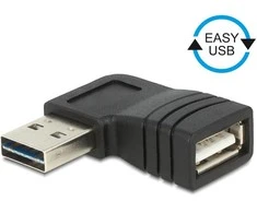 „Delock“ adapteris EASY-USB 2.0-A kištukas > USB 2.0-A lizdas, pakreiptas į kairę / dešinę