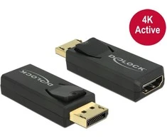DELOCK Adapteris DisplayPort 1.2 Stecker > HDMI Buchse juodas 4K Aktiv