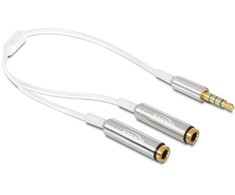 Delock skirstytuvo lizdo kištukas 3,5 mm 4 kontaktai> 2 x lizdas 3,5 mm 4 kontaktai 25 cm