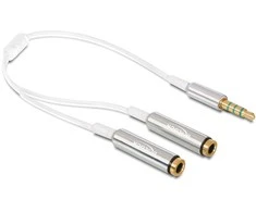 Delock skirstytuvo lizdo kištukas 3,5 mm 4 kontaktai> 2 x lizdas 3,5 mm 4 kontaktai 25 cm
