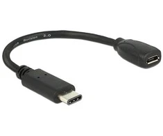DELOCK Adapterio kabelis USB Type-C 2.0 kištukas > USB 2.0 tipo Micro-B moteriškas 15 cm juodas