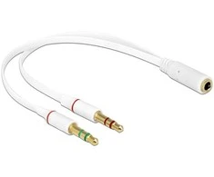 Delock ausinių adapteris 1 x 3,5 mm 4 kontaktų lizdas > 2 x 3,5 mm 3 kontaktų lizdas