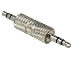 ADAPTERIS MINIJACK 3.5MM(M) 3PIN->MINIJACK 3.5MM(M) 3PIN Sidabrinis METALOWA OBUDOWA DELOCK
