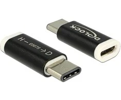 DELOCK USB 2.0 Micro-B adapteris (priegloba) > USB Type-C 2.0 vyriškas (įrenginys) juodas