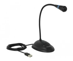 Broadcast Delock USB Schwanenhals Mikrofonas mit Standfu und Mute + On Off Taste