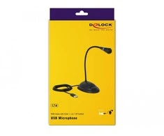 Broadcast Delock USB Schwanenhals Mikrofonas mit Standfu und Mute + On Off Taste