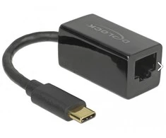 DELOCK Adapteris SuperSpeed USB USB 3.1 Gen 1 su USB Type-C male > Gigabit LAN 10/100/1000 Mbps kompaktiškas juodas