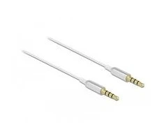 Delock Jack kabelis 3,5 mm 4 kontaktų kištukinis ir vyriškas Ultra Slim 0,5 m baltas