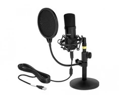 Delock Professionelles USB Kondensator Mikrofonas Set fr Podcasting und Gaming