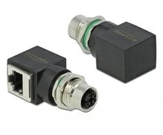 Delock Netzwerkadapter M12 8 Pin X-kodiert Buchse zu RJ45 Buchse