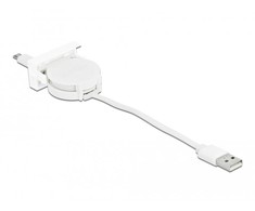 Delock Easy 45 modulio USB 2.0 išskleidžiamasis kabelis USB tipo A iki EASY-USB tipo mikro-B baltas