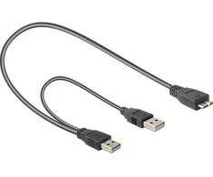 DELOCK kabelis USB 3.0 Y 1x USB 3.0 micro-B St+ USB 2.0-A St 20cm