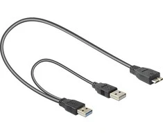DELOCK kabelis USB 3.0 Y 1x USB 3.0 micro-B St+ USB 2.0-A St 20cm