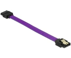 KABELIS SATA DATA III (6GB/S) F/F 10CM Z ZATRZASKAMI METALOWYMI Violetinis PREMIUM DELOCK