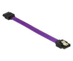 KABELIS SATA DATA III (6GB/S) F/F 10CM Z ZATRZASKAMI METALOWYMI Violetinis PREMIUM DELOCK