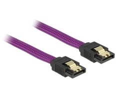 DELOCK 83690 Delock SATA laidas 6 Gb/s 30 cm tiesi / tiesi metalinė violetinė Premium