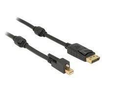 KABELIS DISPLAYPORT MINI(M) ZE ŚRUBĄ->DISPLAYPORT(M) V1.2 1M 4K JUODA DELOCK