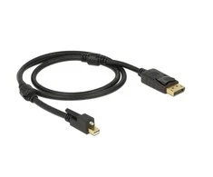 KABELIS DISPLAYPORT MINI(M) ZE ŚRUBĄ->DISPLAYPORT(M) V1.2 1M 4K JUODA DELOCK