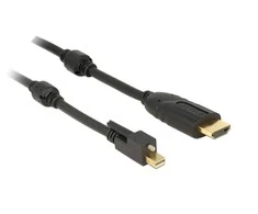 KABELIS DISPLAYPORT MINI(M) V1.2 ZE ŚRUBĄ->HDMI(M) 2M 4K AKTYWNY JUODA DELOCK