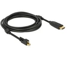 KABELIS DISPLAYPORT MINI(M) V1.2 ZE ŚRUBĄ->HDMI(M) 3M 4K AKTYWNY JUODA DELOCK