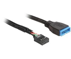 Delock USB 19 kontaktas - USB 9 kontaktas, 0,45 m, Juoda (83776)