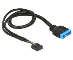 Delock USB 19 kontaktas - USB 9 kontaktas, 0,45 m, Juoda (83776)