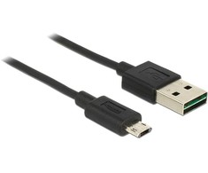 DELOCK kabelis EASY-USB 2.0 A tipo kištukas > EASY-USB 2.0 Type Micro-B male juodas 1 m